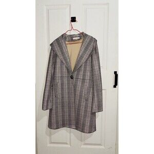 Solitaire Anthropologie Womens Faux Suede Plaid Open Front Blazer Topper Coat M